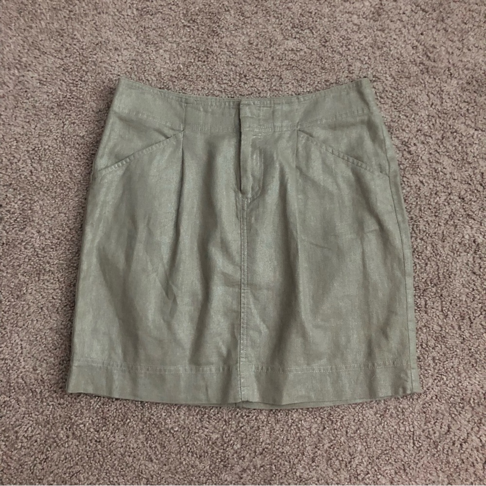 Ann Taylor Linen Blend Metallic Sheen Skirt Womens 2